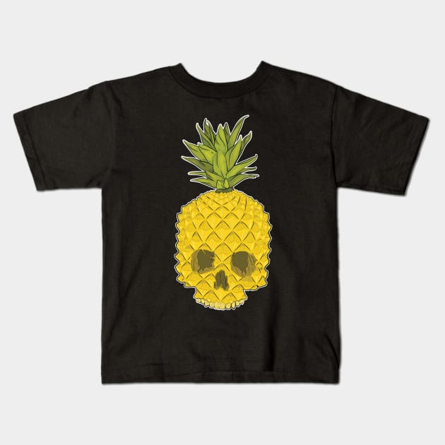 Pineapple Skull Kids T-Shirt by SamPage